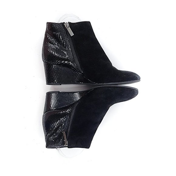 AQUATALIA by Marvin K Judith Black Snakeskin Embossed Wedge Bootie - Picture 7 of 10